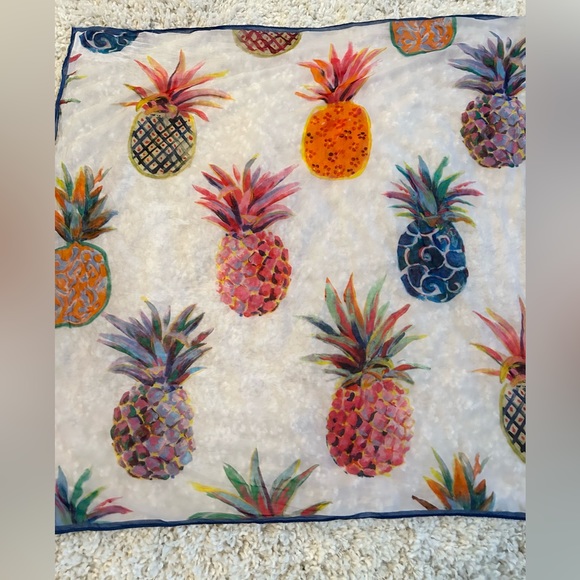 J. Crew Pineapple Square Scarf or Wrap Multi Colored - Picture 2 of 4